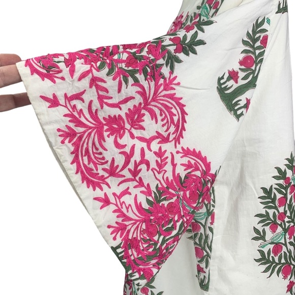 Anthropologie Sue Sartor Kaftan Shift Midi Dress Large Embroidered Bell Sleeve - Picture 7 of 15